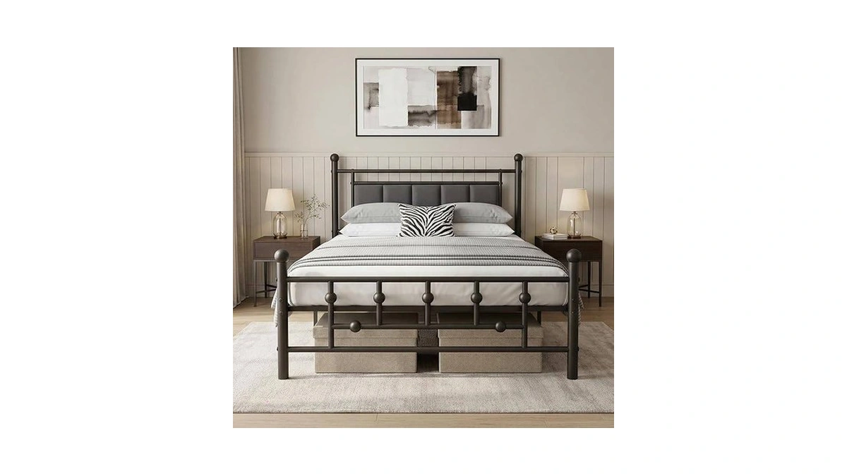 Luviyoo Twin Bed Frame With Headboard, Velvet Upholstered Platform Bed