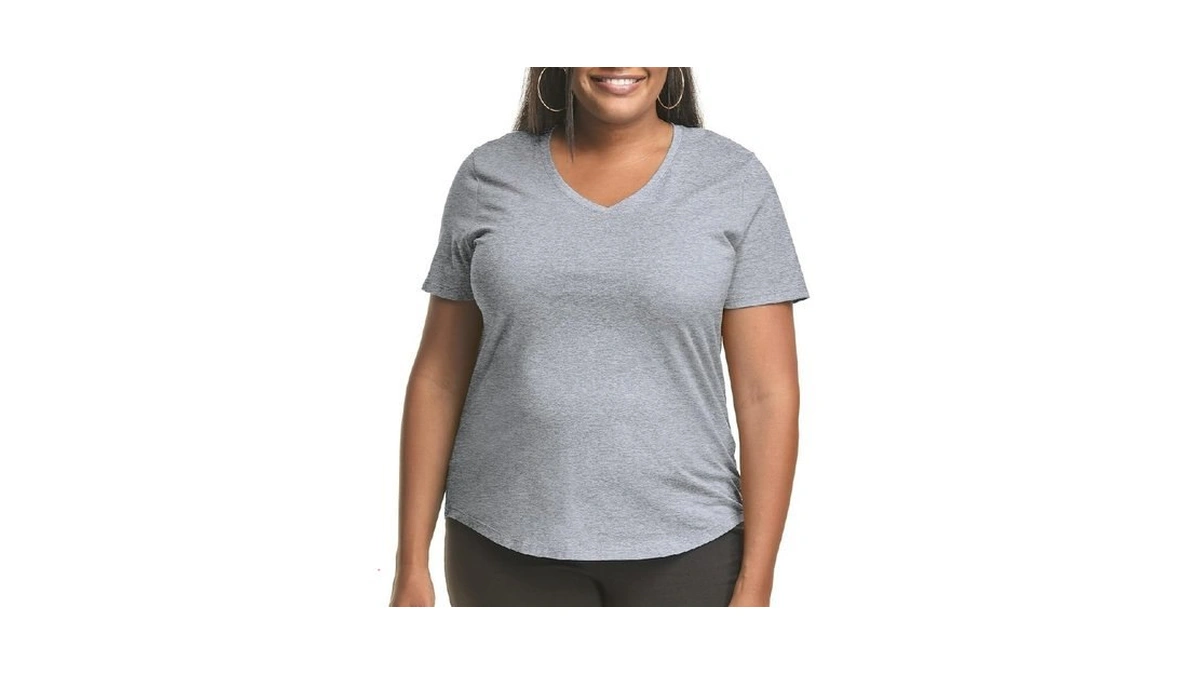 Just My Size Womens Short Sleeve V-neck Tee Fashion T