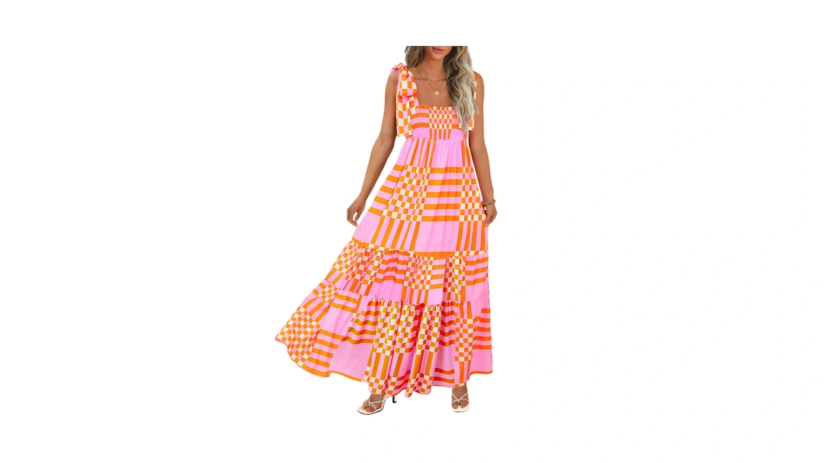 Women's Summer Maxi Dress Boho Spaghetti Straps Casual Long A-line
