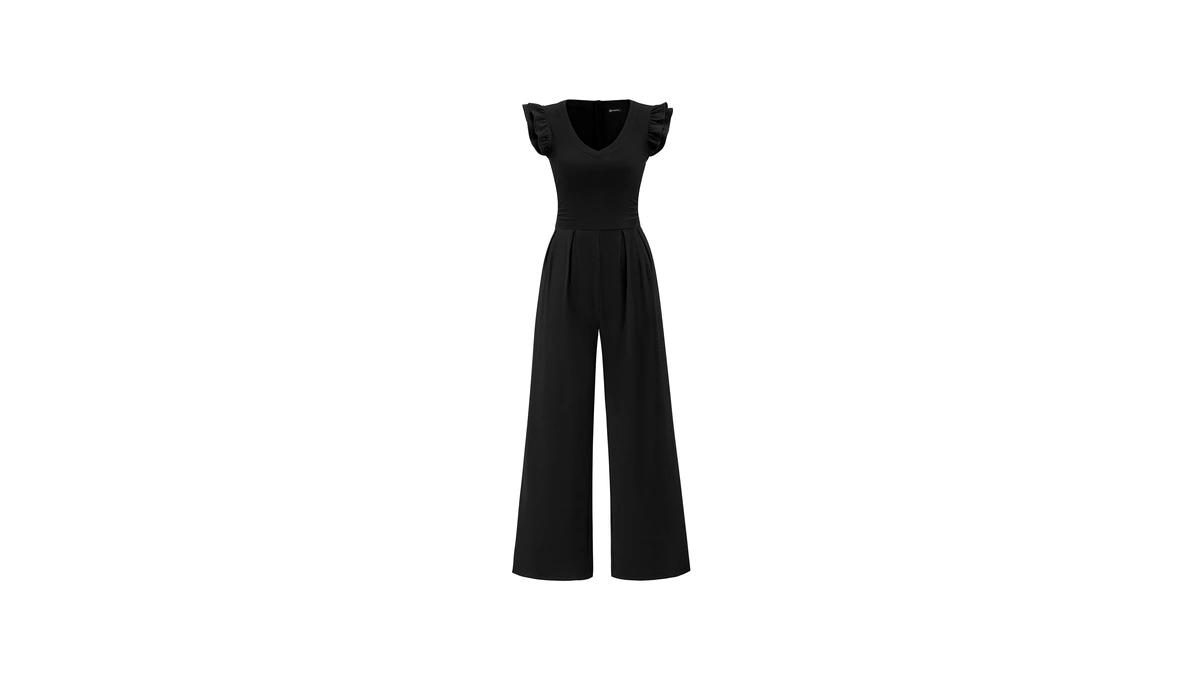 Prettygarden One Piece Jumpsuits For Women Dressy Ruffle Cap Sleeve