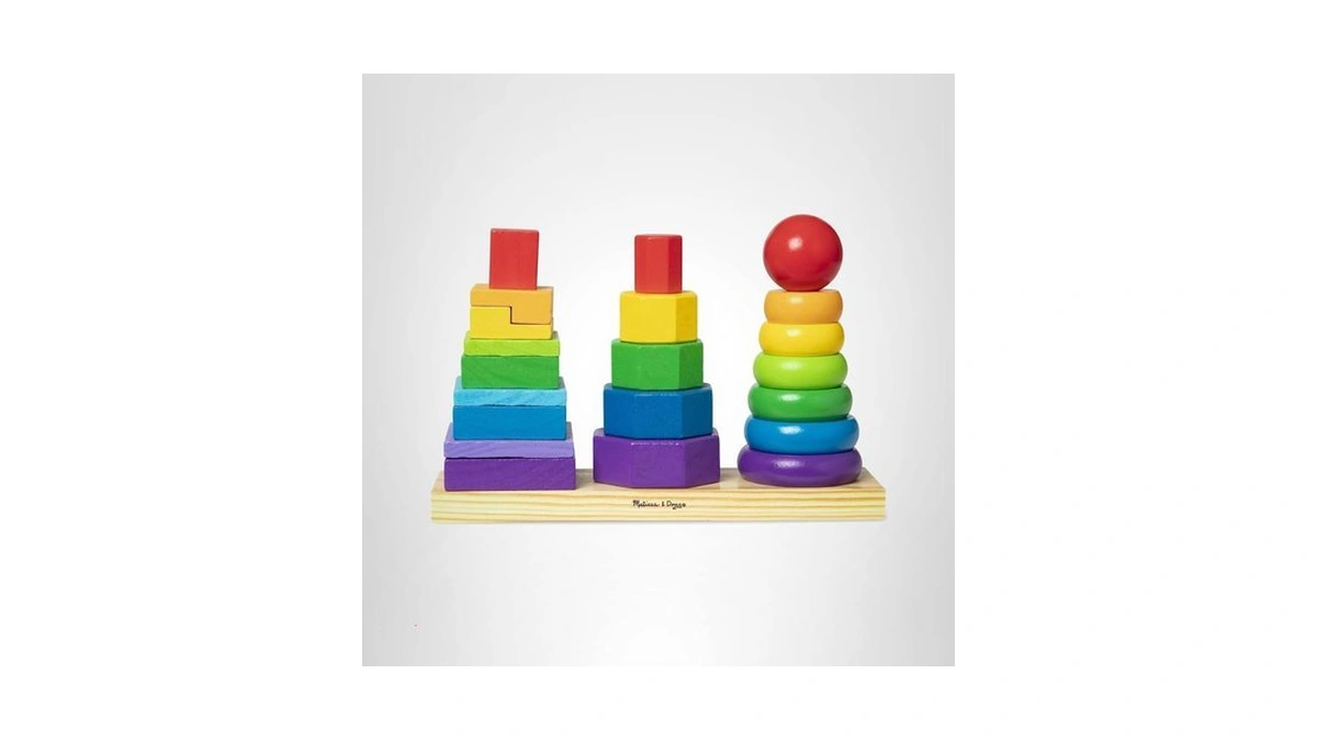 Melissa & Doug Geometric Stacker - Wooden Educational Toy,25 Count(pack