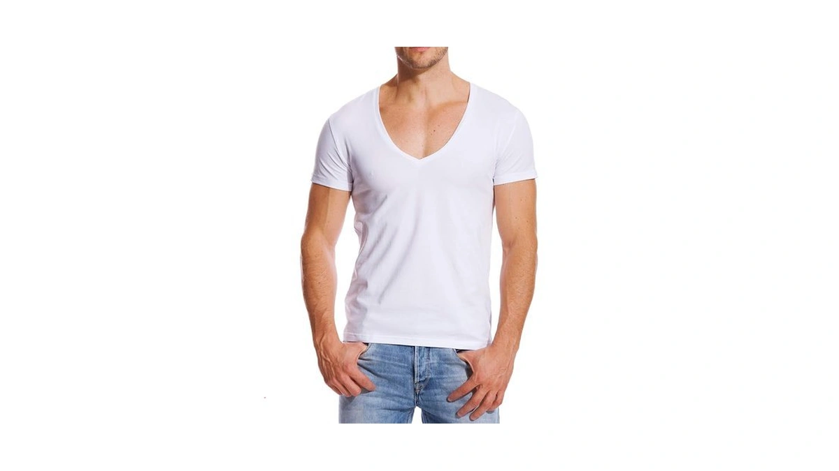 Zecmos V Neck T Shirts Men Deep V Neck Tee