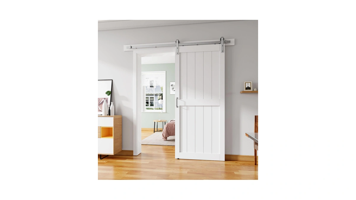 Alamedadt 36''x96'' Sliding Barn Door With 6.6 Ft Brushed Nickel