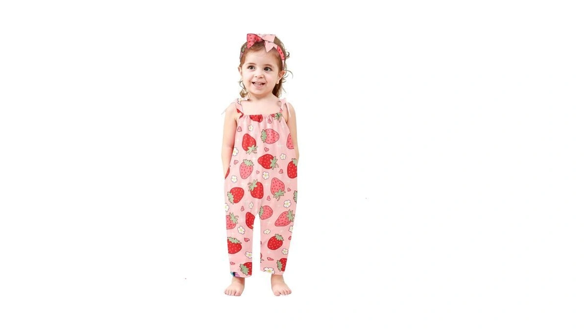 Lindanina 4t Girls Summer Clothes Toddler Romper Cute Strawberry Jumpsuits