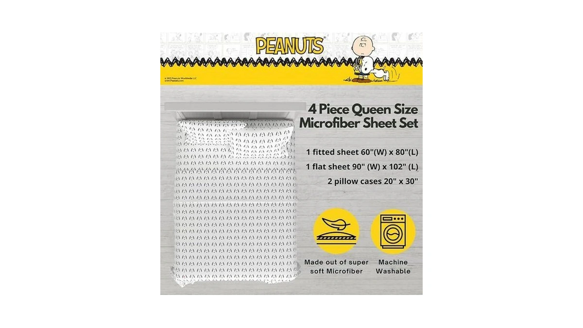 Peanuts Snoopy Bedding Super Soft Cozy Microfiber 4 Piece Queen