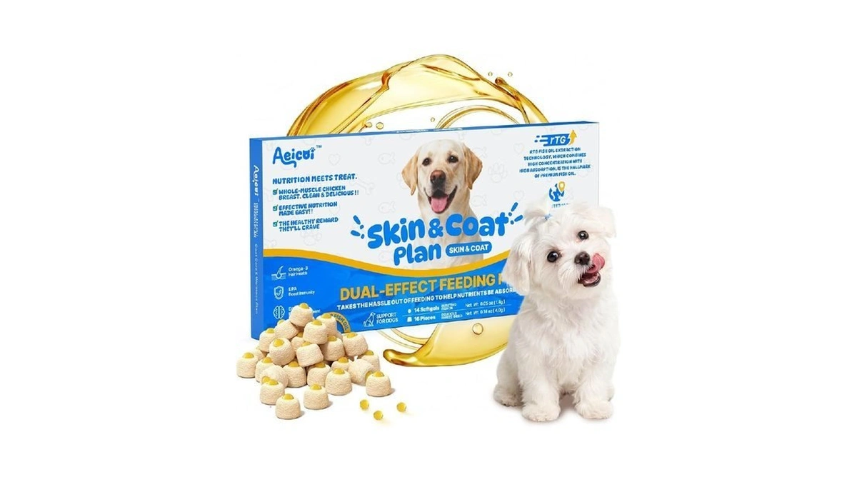 Aeicoi Fish Oil For Dogs, Omega 3 Supplement With Hollow