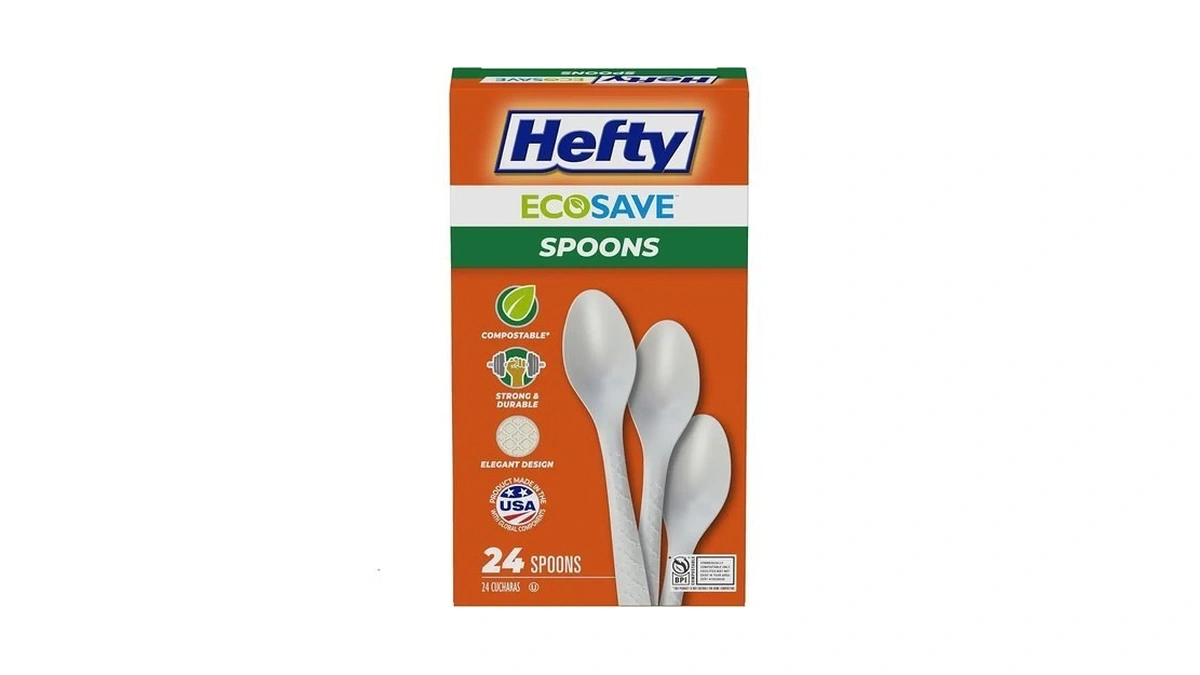 Hefty Ecosave Compostable Spoons, Disposable Spoons For Bbqs, Tailgates, Camping,