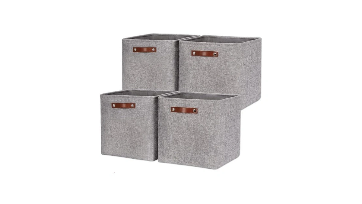 Hnzige Fabric Storage Cubes Baskets,set Of 4,foldable Storage Basket With
