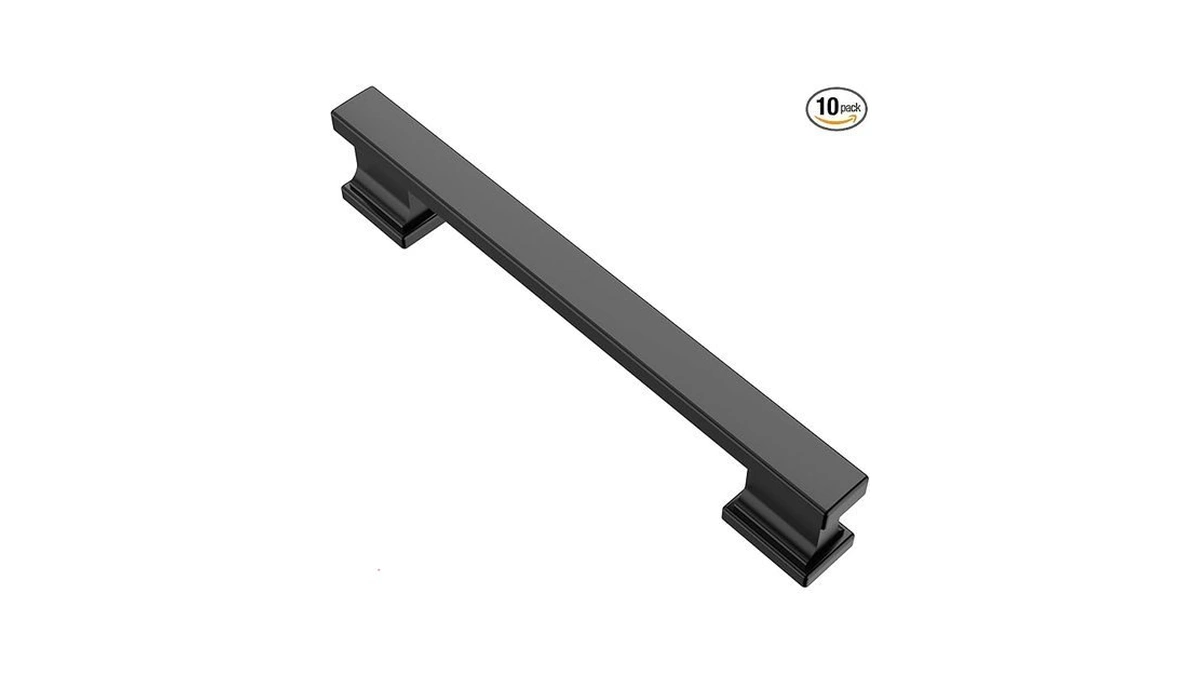 Alzassbg 10 Pack Matte Black Cabinet Pulls, 5 Inch(128mm) Hole