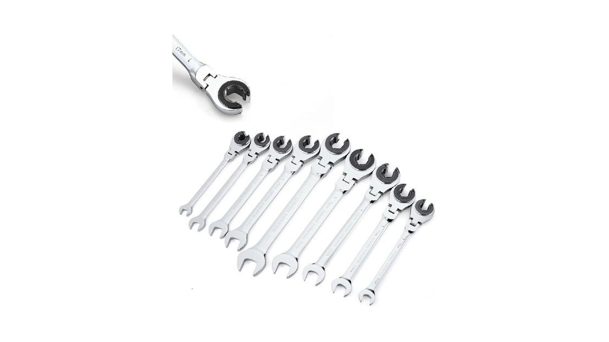 Anbull Metric Tubing Combination Wrench Set 9pcs(8-17mm), Ratcheting Wrench Set