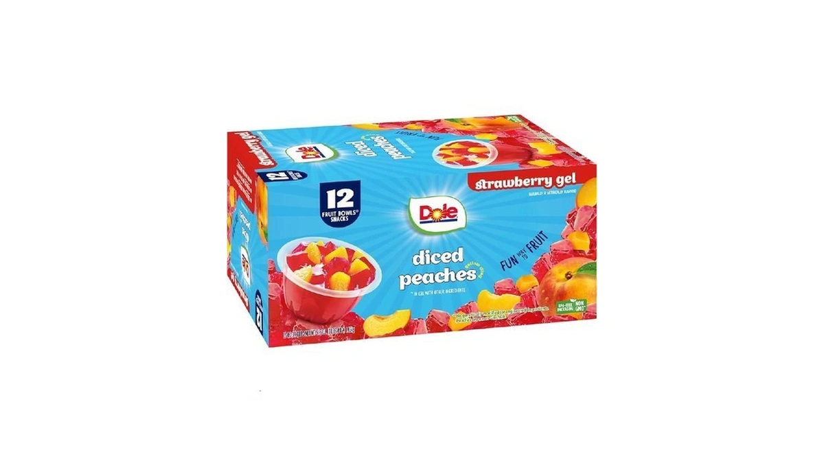 Dole Fruit Bowls Peaches In Strawberry Flavored Gel Snacks, 4.3oz