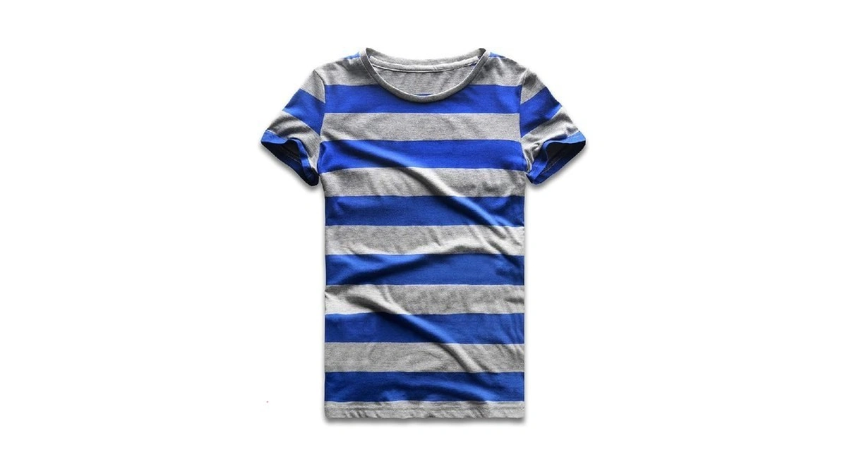 Zecmos Blue Grey Striped Shirts Women Wide Stripes T-shirts Short