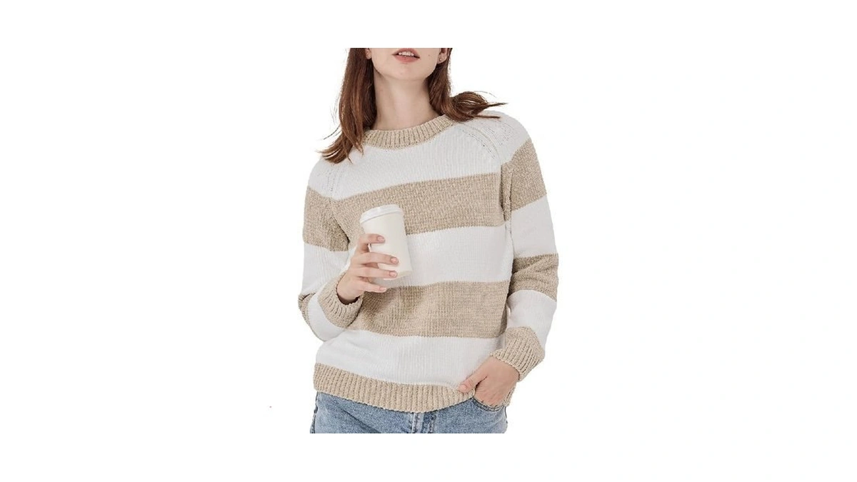 Simple&opulence Women's Chenille Sweater Crewneck Long Sleeve Pullover Ribbed Cuff