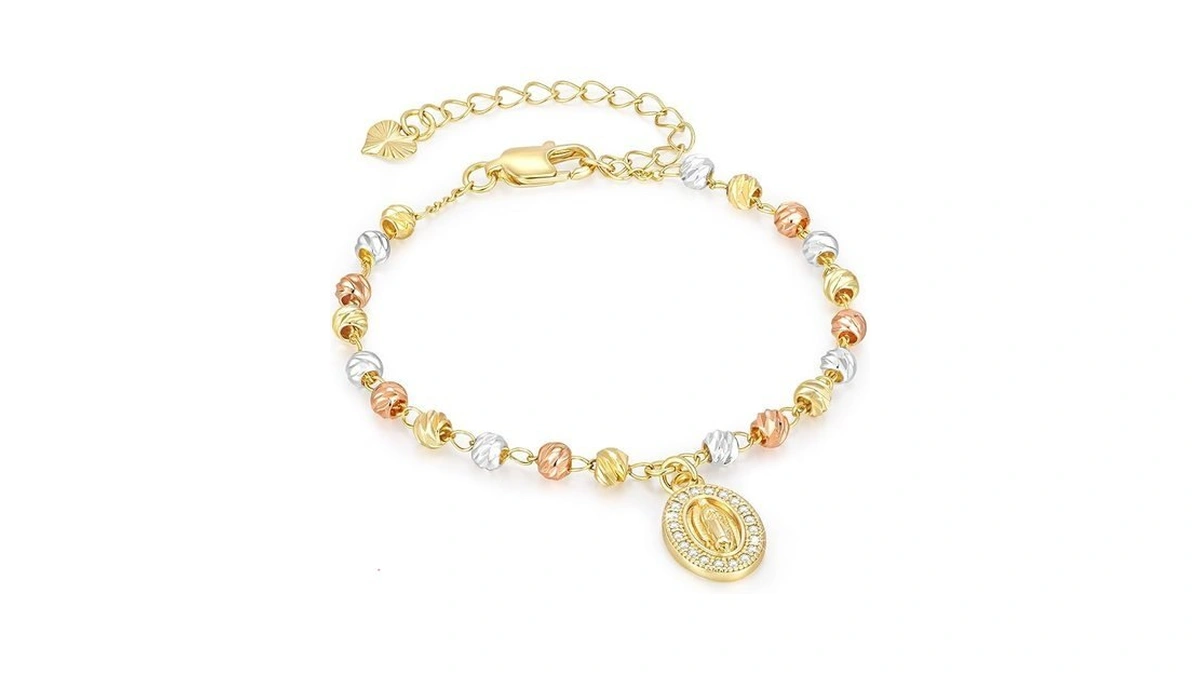 Women's Gold Virgin Mary Bracelets - 14k Gold Plated Rosary