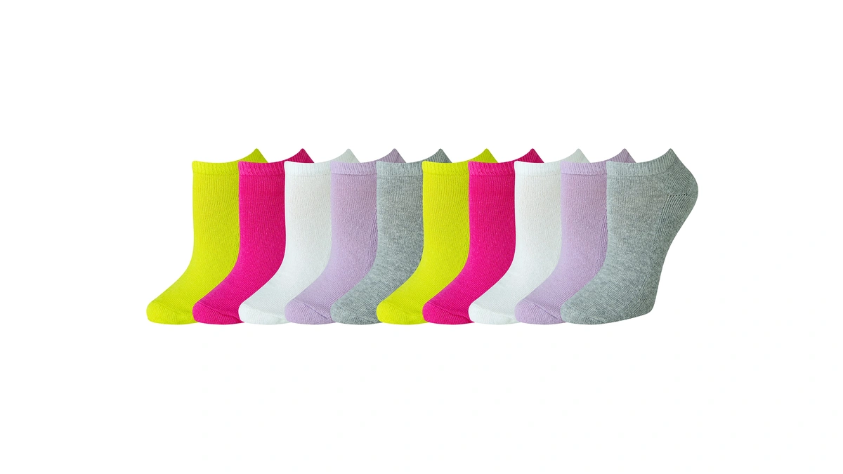 Amazon Essentials Women's Cotton Lightly Cushioned No-show Socks, 10 Pairs,