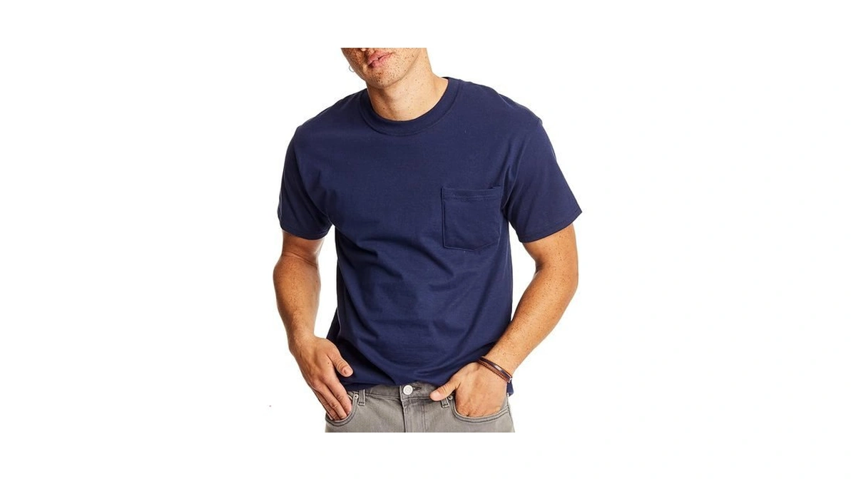 Hanes Mens Beefy-t Pocket T-shirt, Heavyweight Cotton Tee For Men,