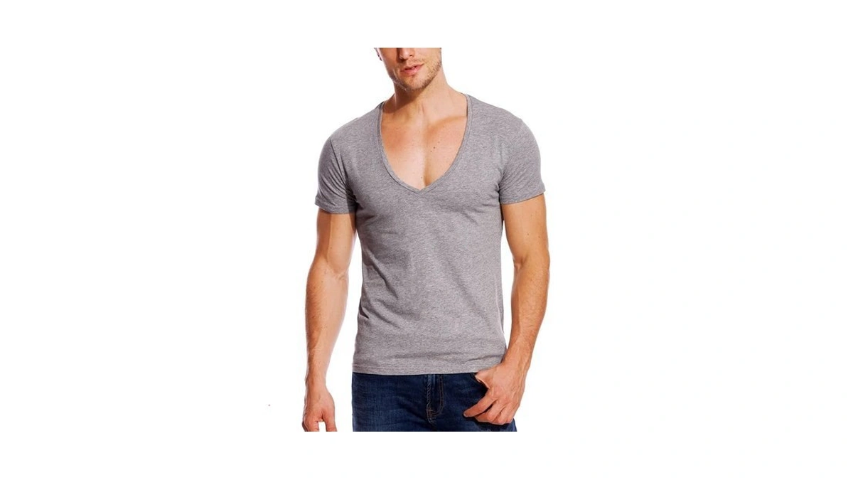 Zecmos V Neck T Shirts Men Deep V Neck Tee