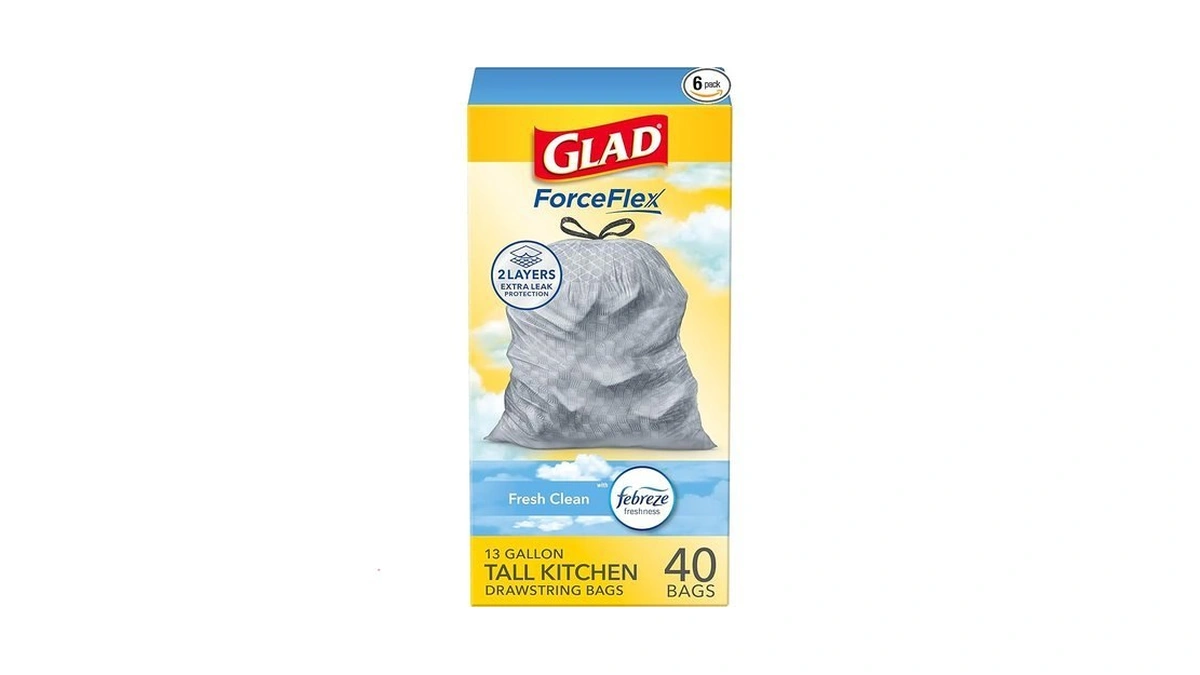 Glad Forceflex Tall Kitchen Trash Bags, 13 Gallon, Gain Fresh