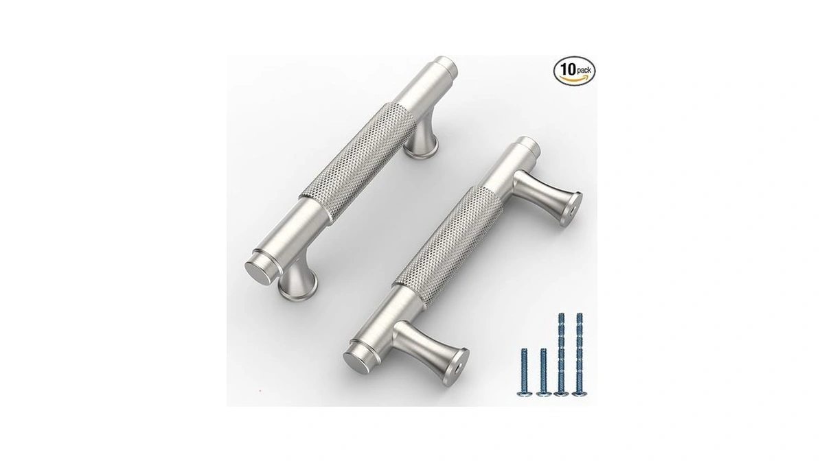Romatee 10pack Brushed Satin Nickel Cabinet Pull,3 Inch(76mm) Hole Centers