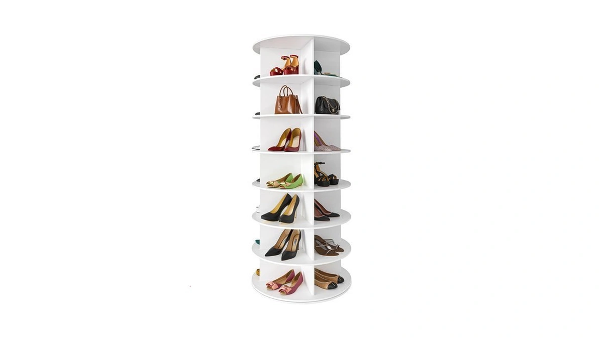 Spaceaid 7 Tier Rotating Shoe Rack Tower, Spinning Shoe Display