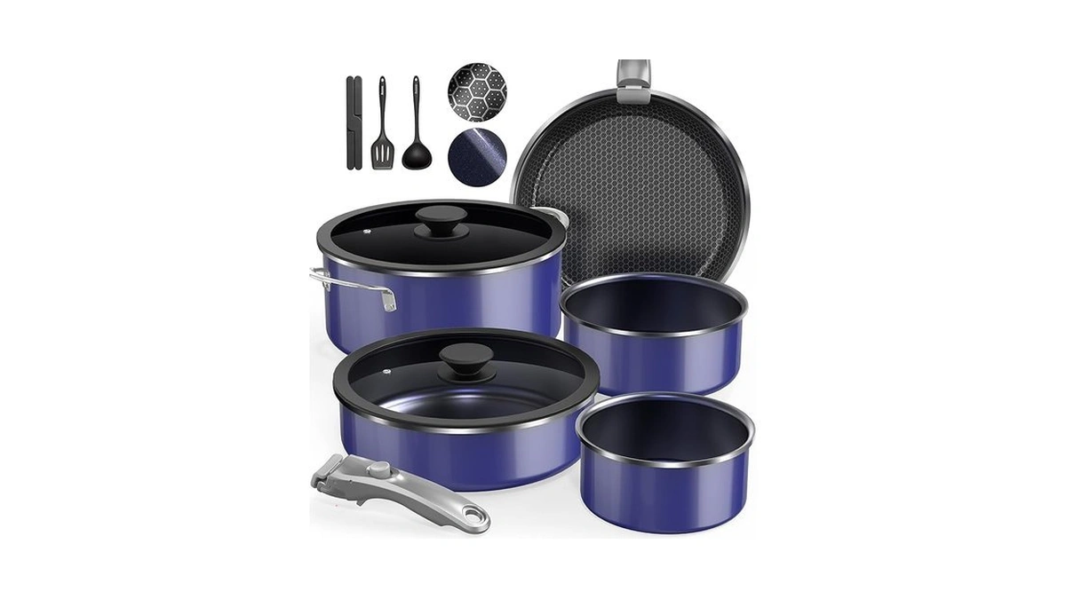 Pro Duxano 12pc Nonstick Pots And Pans Set&hybrid 3-ply Stainless