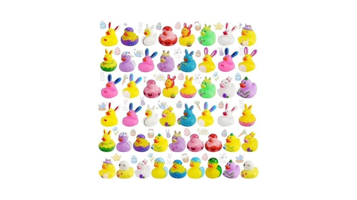 50pcs Easter Rubber Ducks, Mini 2.1 Inch Bunny Rubber Duckies