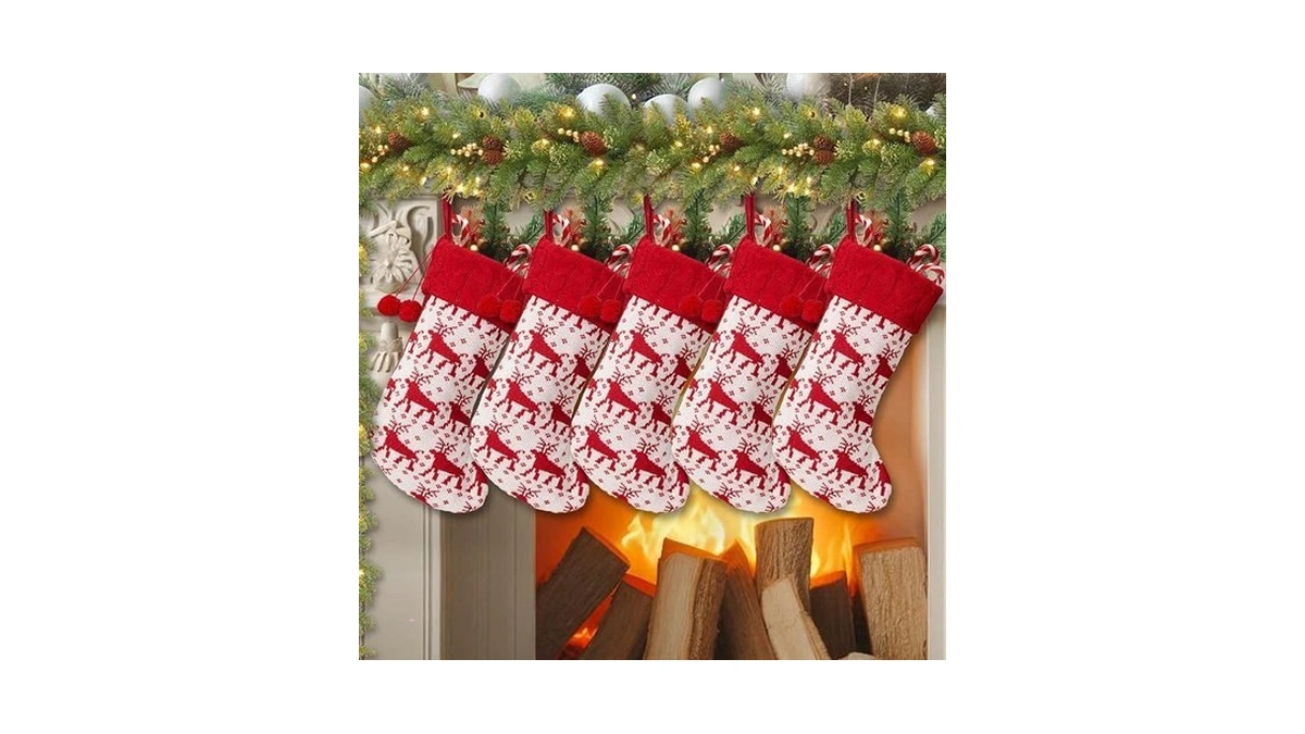 Christmas Stocking With Pom Pom,18” Large Cable Knitted Stocking,family Christmas