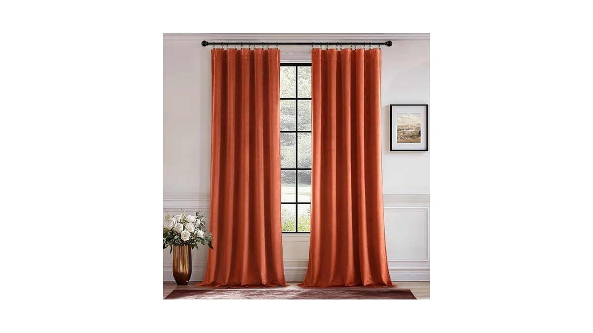 Miulee Fall Burnt Orange Velvet Curtains 90 Inch Long 2