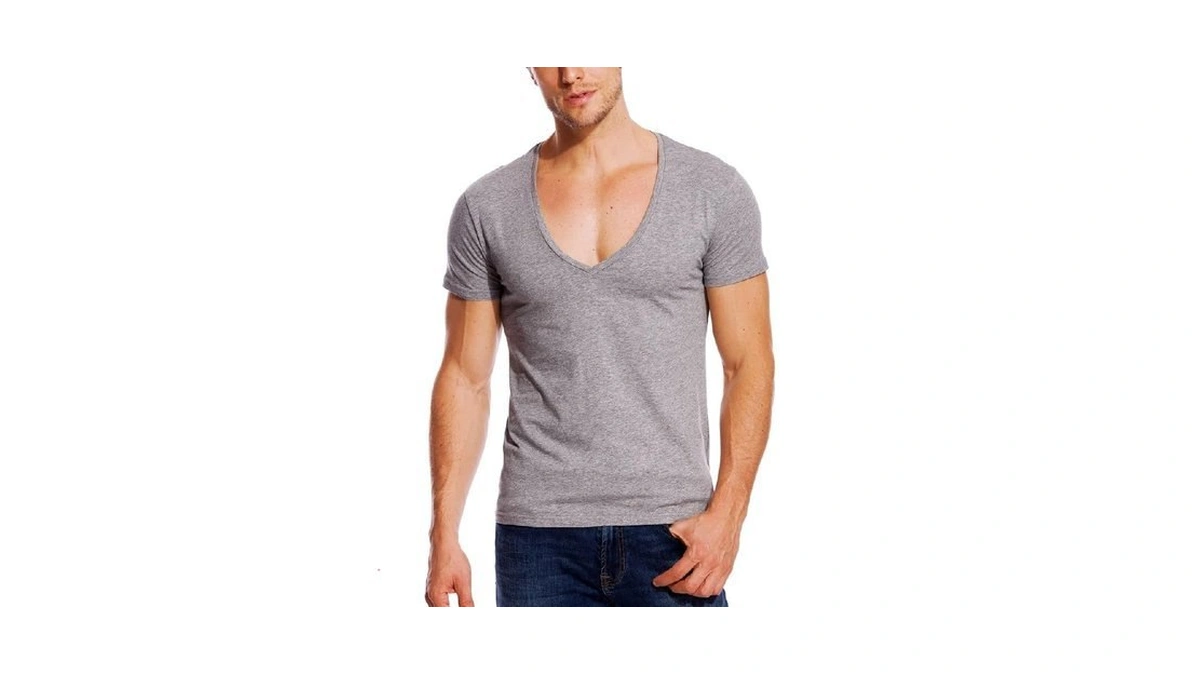 Zecmos V Neck T Shirts Men Deep V Neck Tee