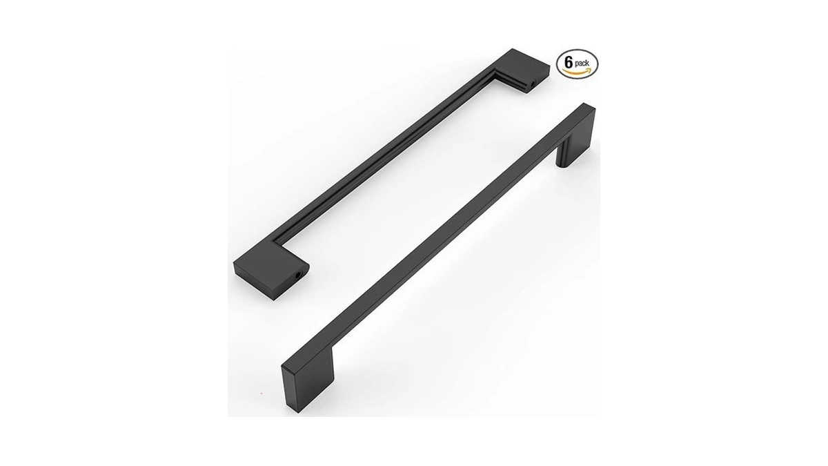 Romatee 6 Pack 11.3 Inch(288mm) Cabinet Pull Matte Black Kitchen