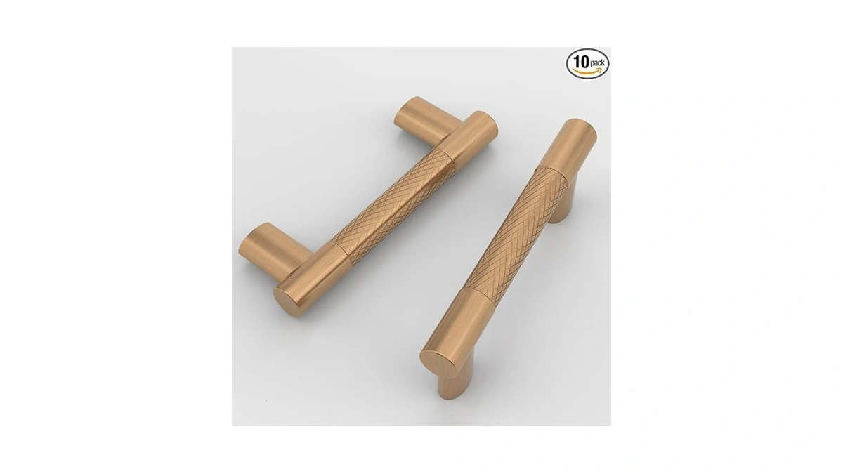 Romatee 10 Pack 3 Inch(76mm) Knurled Champagne Bronze Kitchen Cabinet
