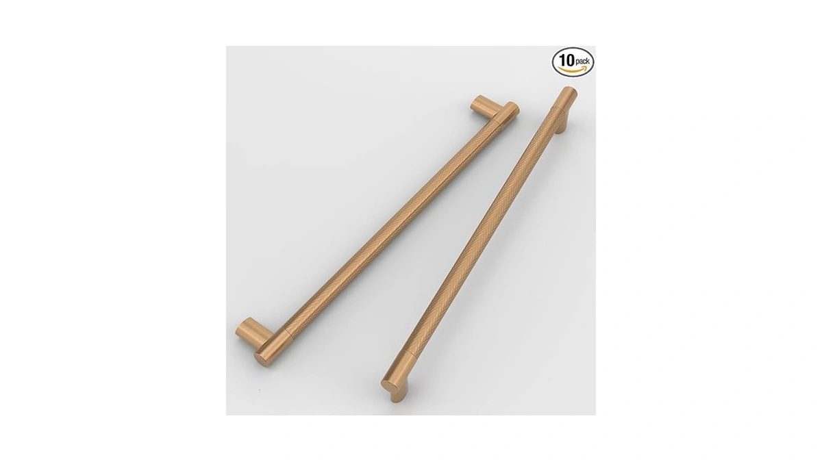 Romatee 10 Pack 10 Inch(254mm) Knurled Champagne Bronze Kitchen Cabinet