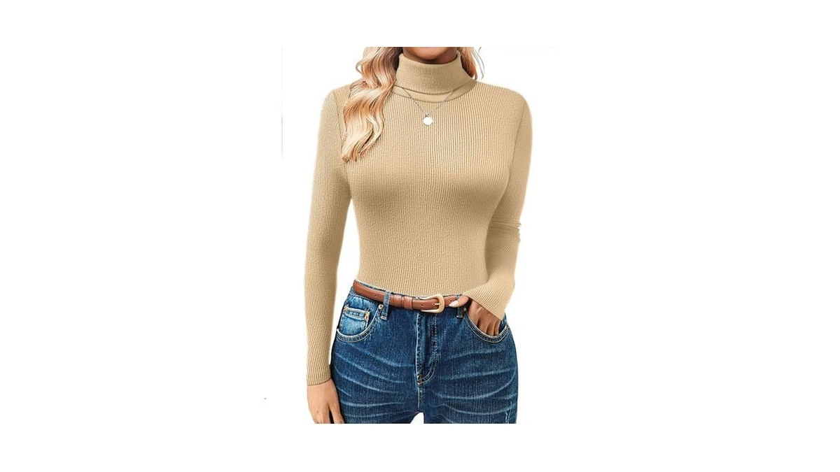 Gkbk Womens Turtleneck Long Sleeve Tops Ribbed Basic Tshirts Thermal