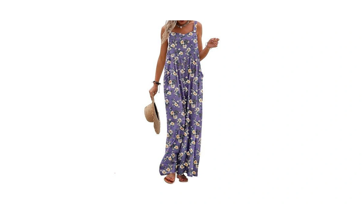 Yesno Women's Summer Casual Overalls Loose Wide Leg Jumpsuits Boho