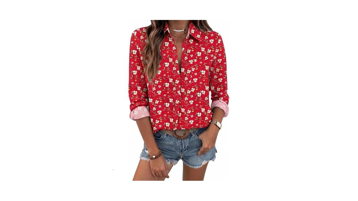 Hotouch Blouses For Women Dressy Casual Button Down Shirts Long