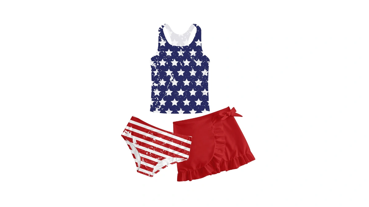 Girls Bathing Suit 4th Of July 8-9 Years Old 250