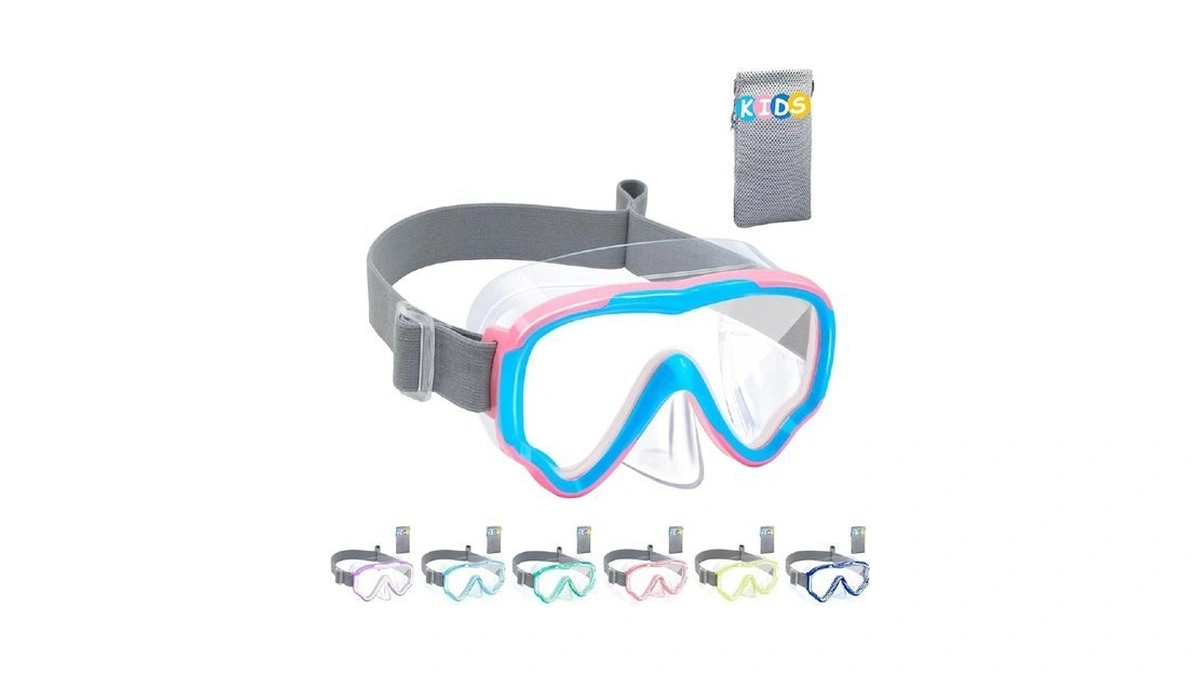 Vvinca Kids-goggles With Nose Cover, Diving Mask Elastic Fabric Strap