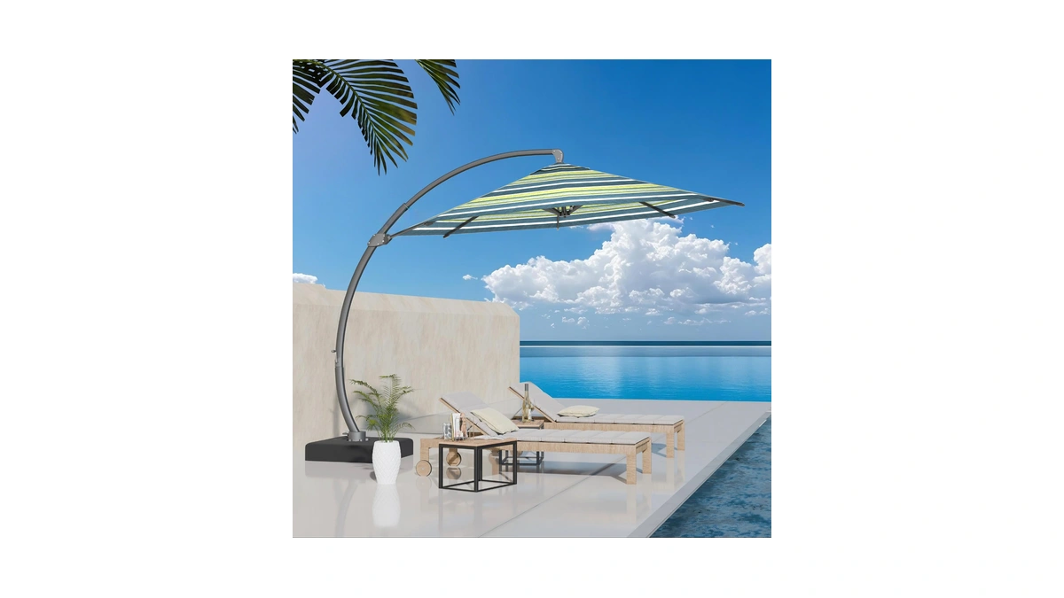 Kingdura 12ft Offset Cantilever Patio Umbrella With Base Included, Large
