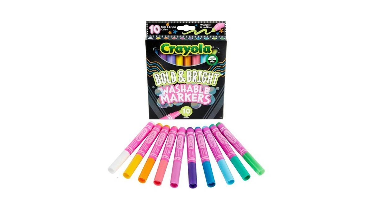 Crayola Washable Markers, Broad Line, Coloring Book Supplies, 10ct