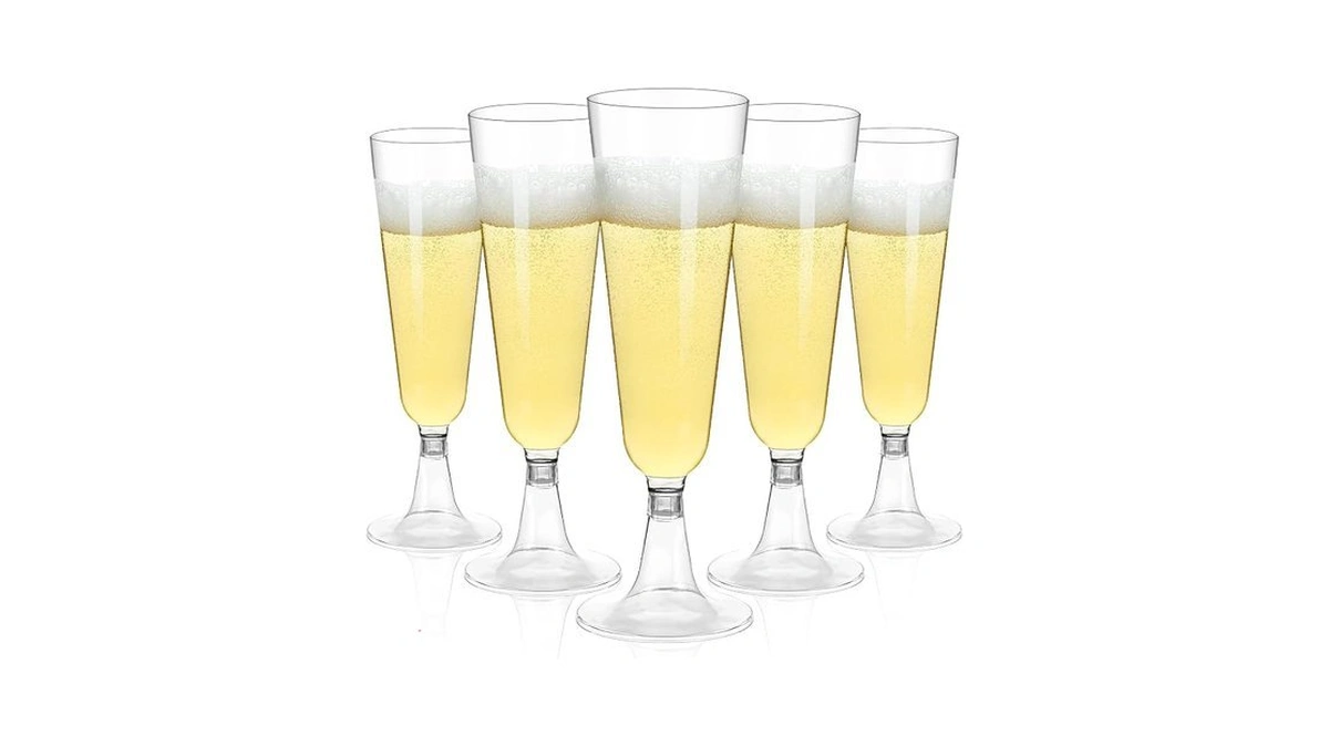 Yuan Plan Plastic Champagne Flutes 40 Pack, 5.5oz Disposable Champagne