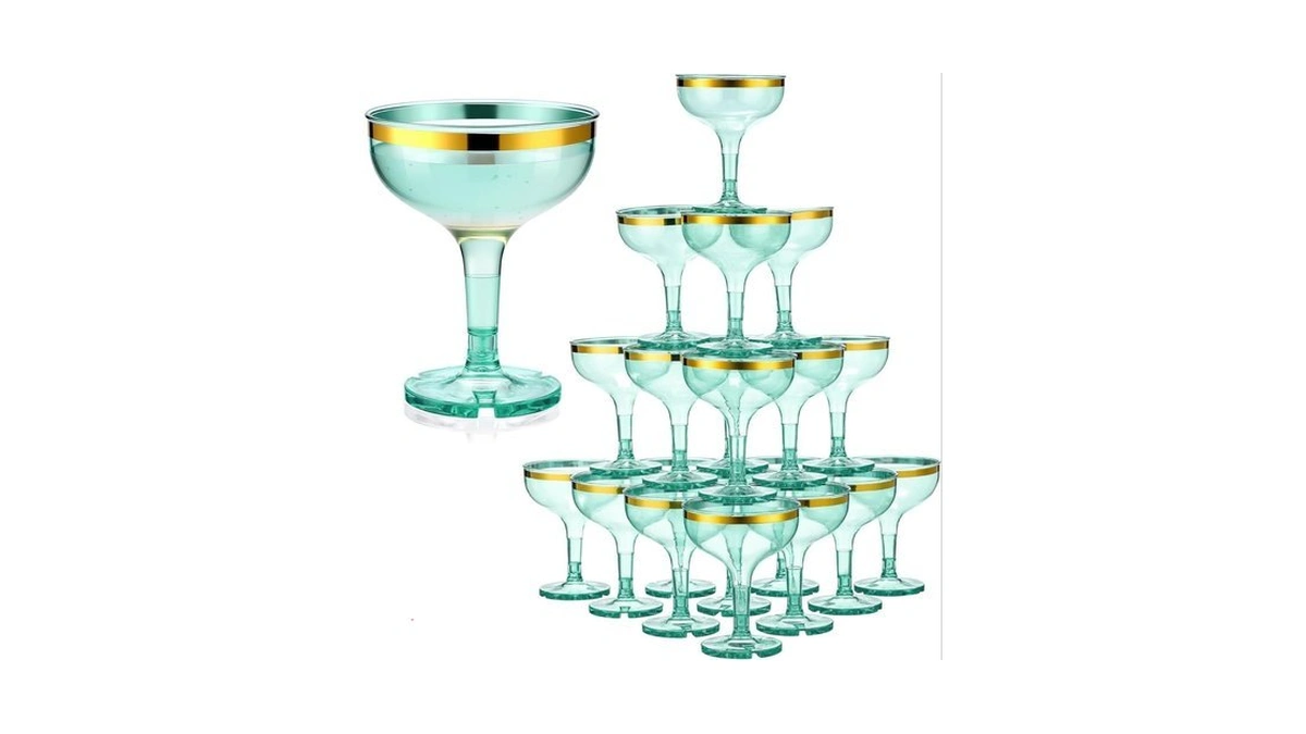 Zopeal 30 Pcs Sage Green Champagne Glasses 5 Oz Plastic