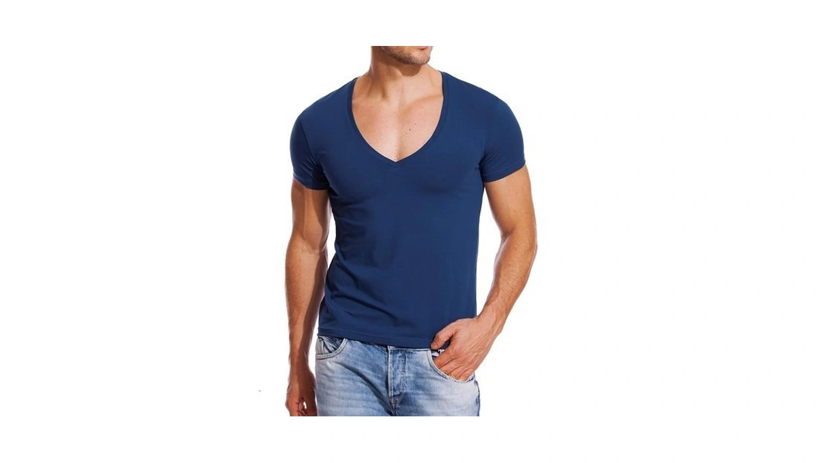 Zecmos V Neck T Shirts Men Deep V Neck Tee