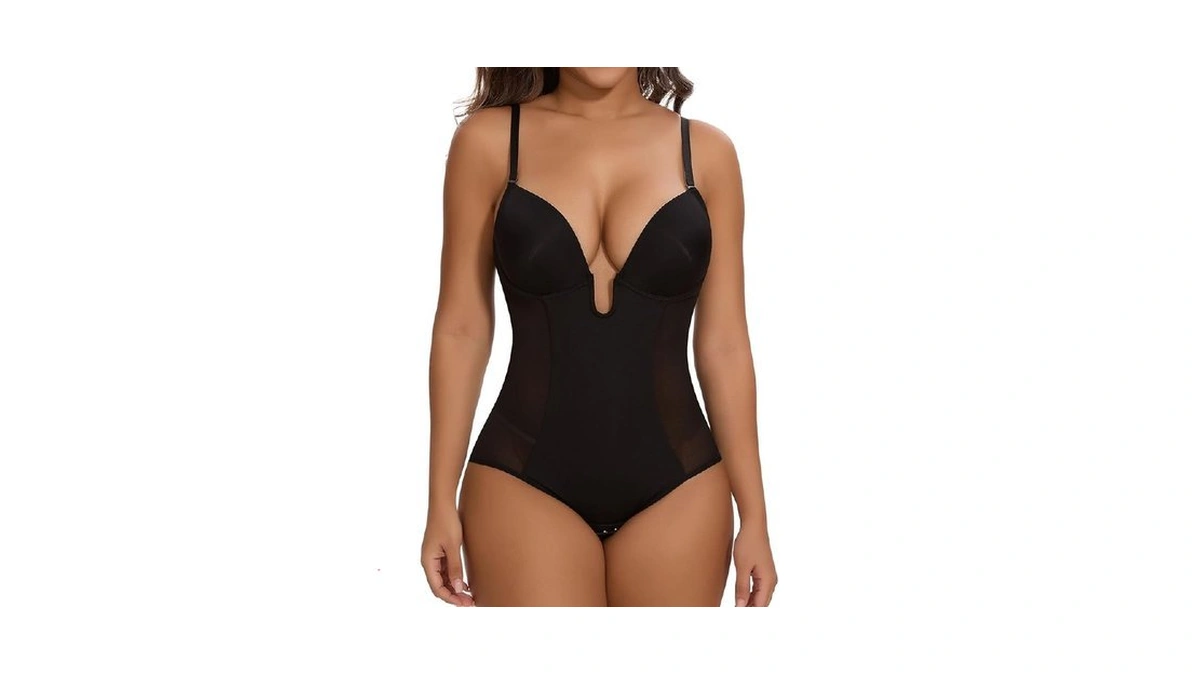 Shaperin Women's Backless Body Shaper Tummy Control Deep U Plunge