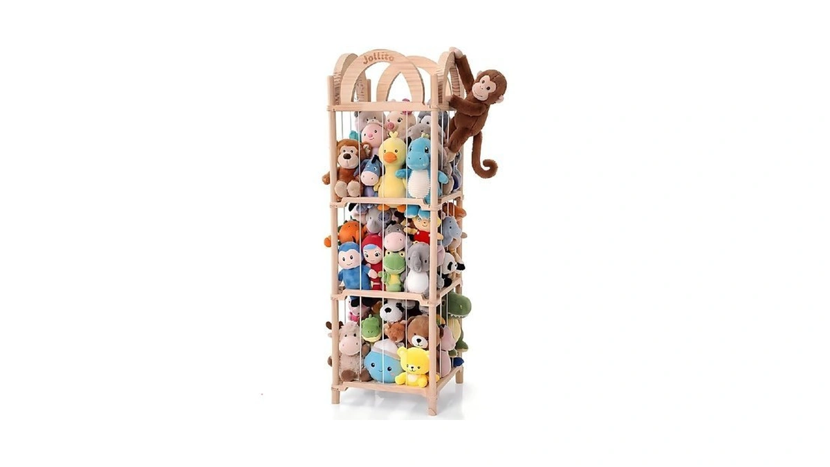 Jollito Stuffed Animal Storage Organizers,large Capacity Wooden Cute Plushies Toy