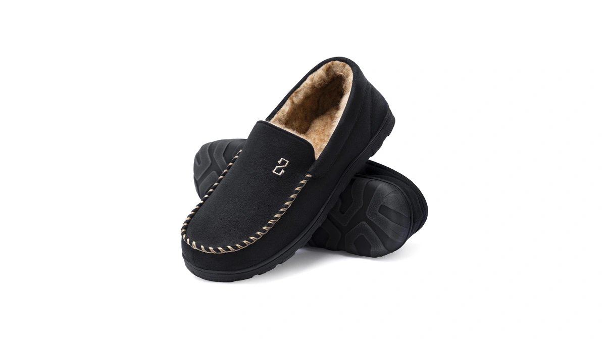 Zizor Men Moccasin Slippers With Memory Foam ...