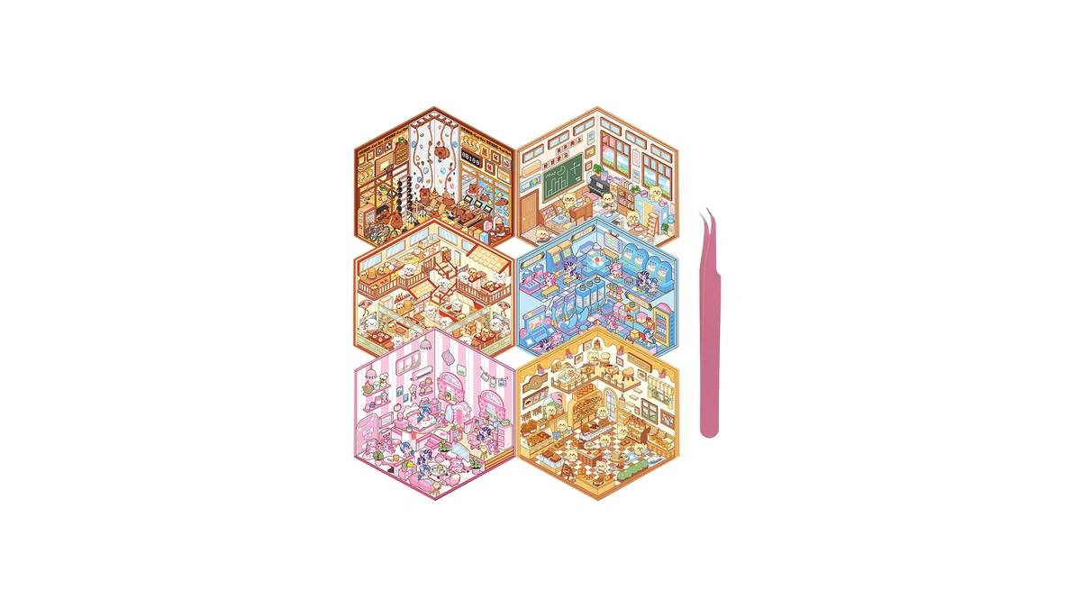 Diy 3d Sticker For Kids, 6 Sets Of Cute Stickers