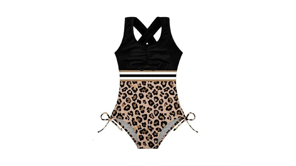 Bfustyle One Piece Swimsuit 10-11 Years Girls Bathing Suit Leopard