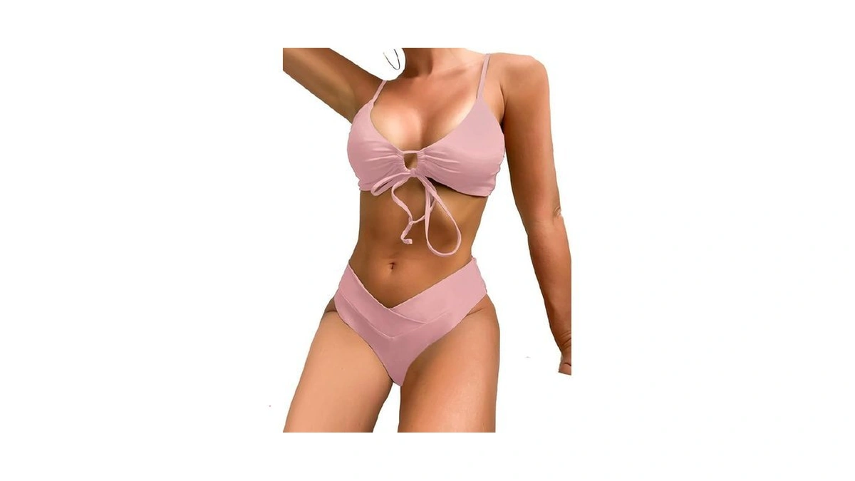 Sherrydc Women's 2 Piece Swismuit V Cut Bikini Lace Up