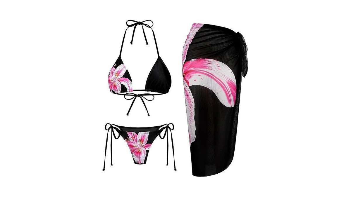Umipubo Womens 3pcs Swimsuit Floral Print Bikini Sets With Beach