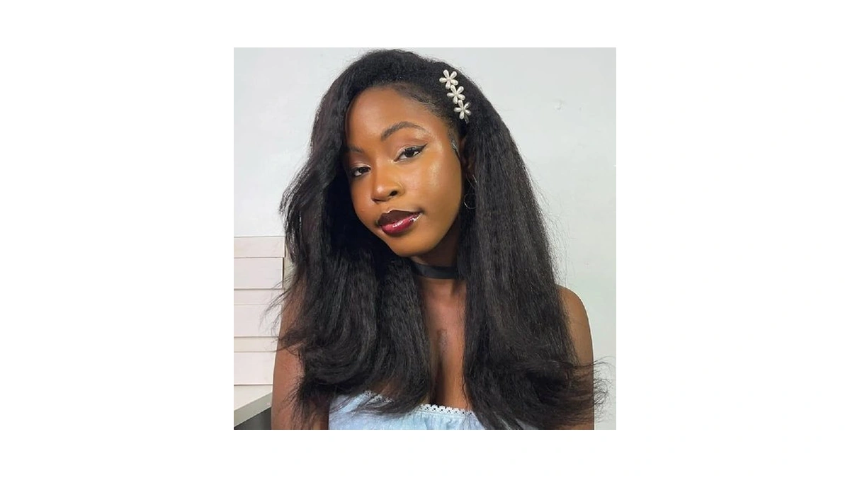 Quandian Kinky Straight Half Wig Human Hair 200% Density Glueless